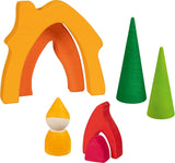 Goki 58427 – Zwergenhaus – Goki Evolution – Hergestellt aus hochwertigem Ahornholz – 7 Teile – Bunte Farben auf Wasserbasis – Hergestellt in Europa. Puppenhäuser Naty Shop