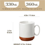 MALACASA Kaffeebecher-Set, 350 ml Steinzeugbecher-Set für 4 Personen, moderne Kaffeebecher für Tee, Saft, Latte, Cappuccino, heiße Schokolade. Spülmaschinen- und mikrowellengeeignet, TARA-Serie, Khakiweiß