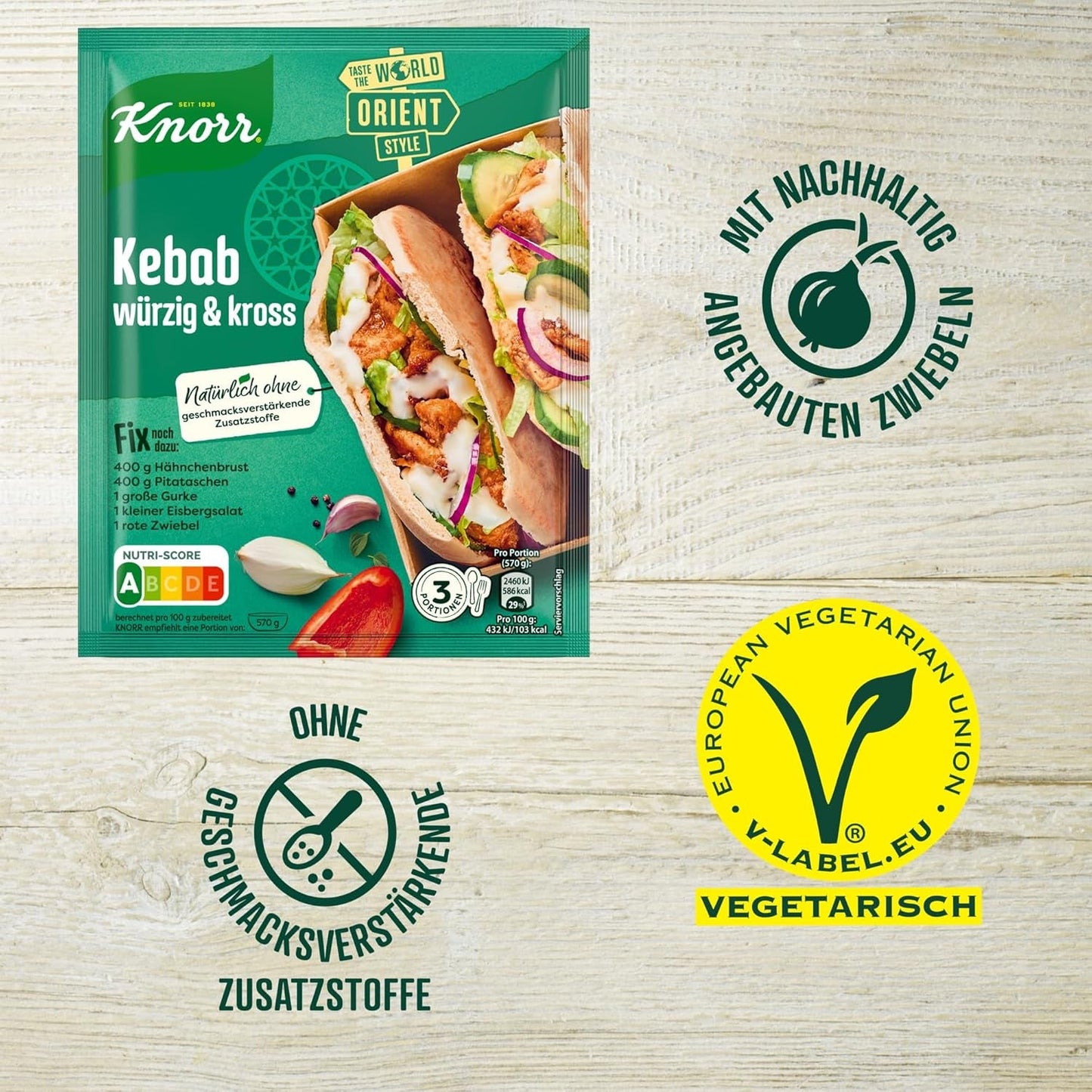 Knorr Fix Kebab für ein würziges und krosses Hähnchen Gericht ohne geschmacksverstärkende Zusatzstoffe 3 Portionen