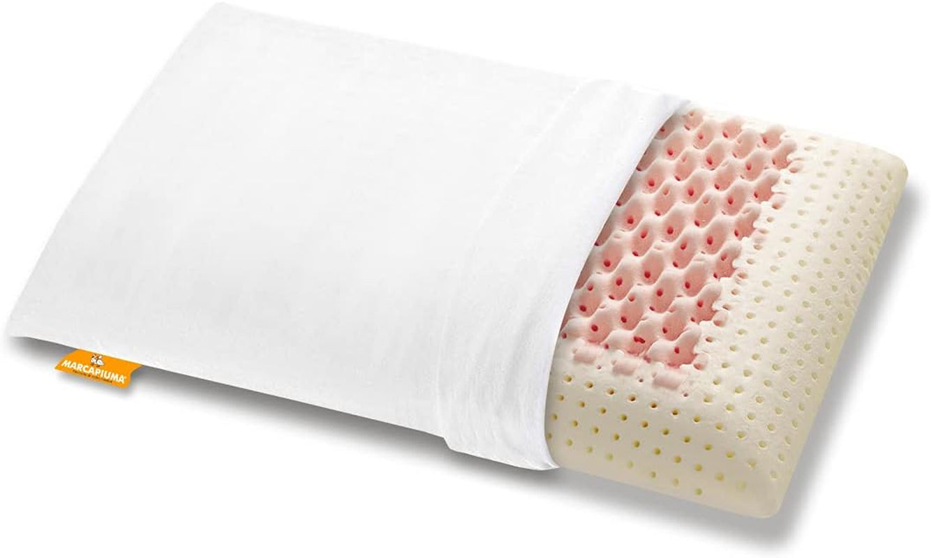 Marcapiuma - Pair of memory neck support pillows - Miss & Mister - Ultra breathable part - 100% cotton cover - Orthopedic - Visco Pillow Memory Foam - MEDICAL PRODUCT - Made in Italy Naty Shop standard pillows