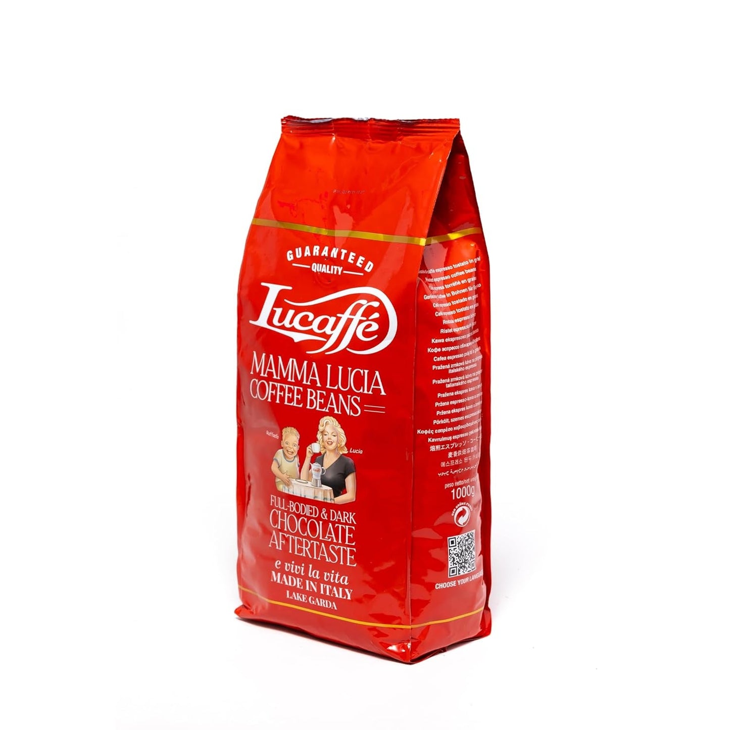 Lucaffé - Kaffeebohnen Mamma Lucia, 1 kg | Kaffee aus ganzen Bohnen für cremigen Espresso | Helle Röstung | intensiver und cremiger Gesmack