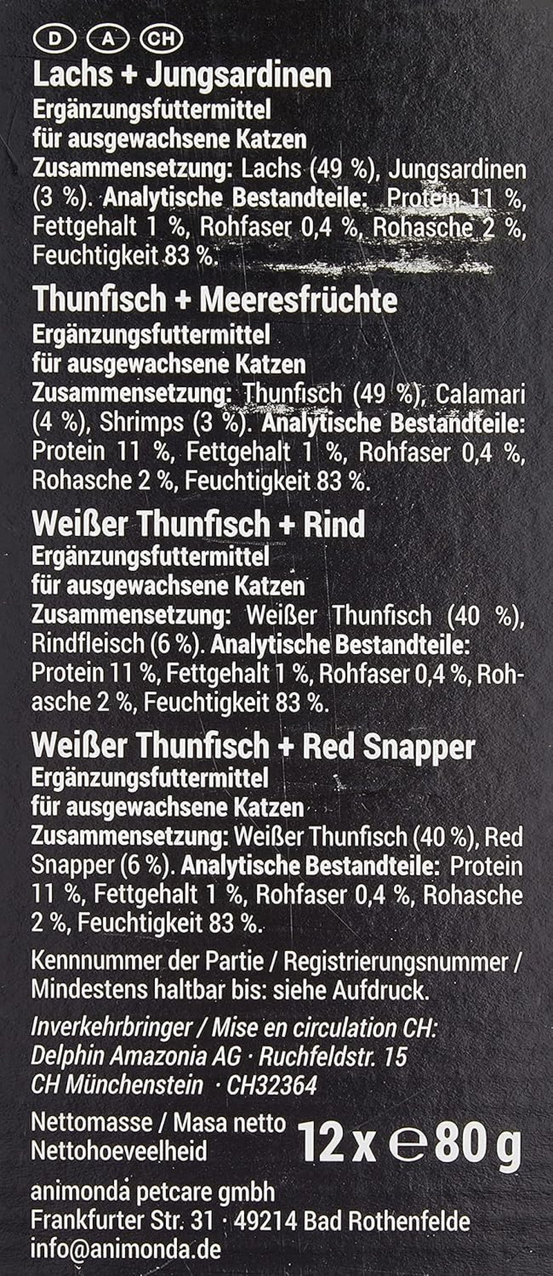 animonda Carny Adult Ocean Marine Sorte Nr. 1 (12 x 80 g), Nassfutter für ausgewachsene Katzen, Nassfutter mit zarten Fischfilets, getreide- und zuckerfreies Katzenfutter
