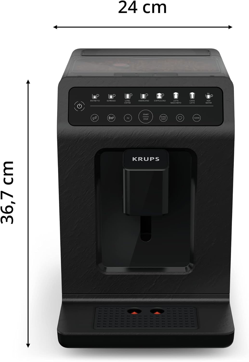 Krups EA897B Evidence ECOdesign automatische Espressomaschine, automatische Espresso- und Cappuccino-Funktion, Quattro Force-Technologie, One-Touch-Milchbecher, 8 Voreinstellungen, Milchsystem, 1450 W