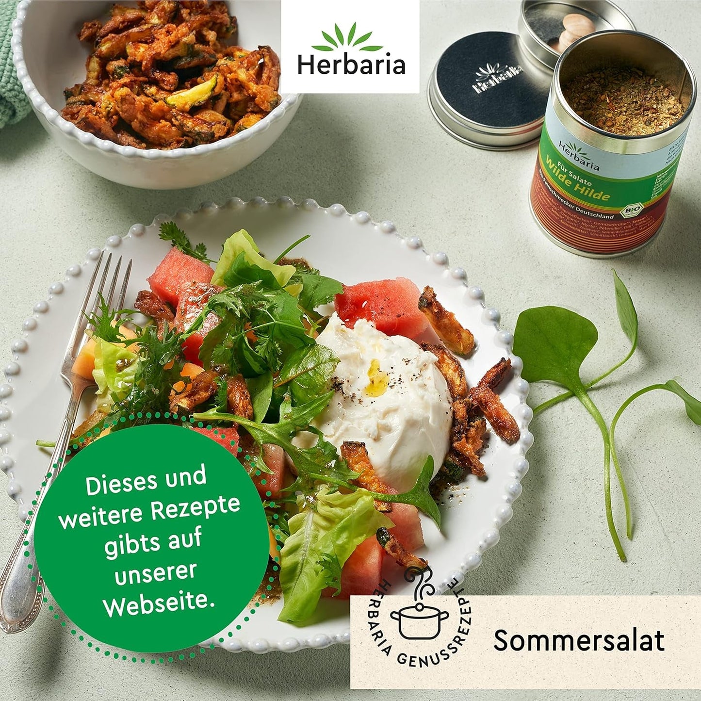 Herbaria Wilde Hilde bio 100g M-Dose-fertige Bio-Gewürzmischung - Salatgewürz für ausgefeilte Salate - mit erlesenen Zutaten - in nachhaltiger Aromaschutz-Dose