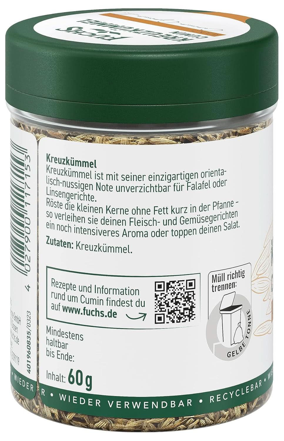 Fuchs - Ganzer Kreuzkümmel, 60 Gramm Gewürze Naty Shop