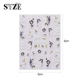 JMEOWIO 6 Blatt 3D Nagelsticker Frühlings Blume Nail Art Sticker Selbstklebend Nagelaufkleber 5D Stereoskopisch Bunte Sommer Blumen Dekoration Nageldesign Zubehör