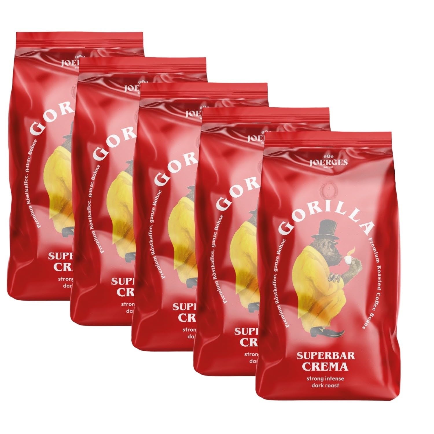 Joerges Espresso Gorilla Super Bar Crema Kaffeebohnen, 5er Pack (5 x 1 kg)