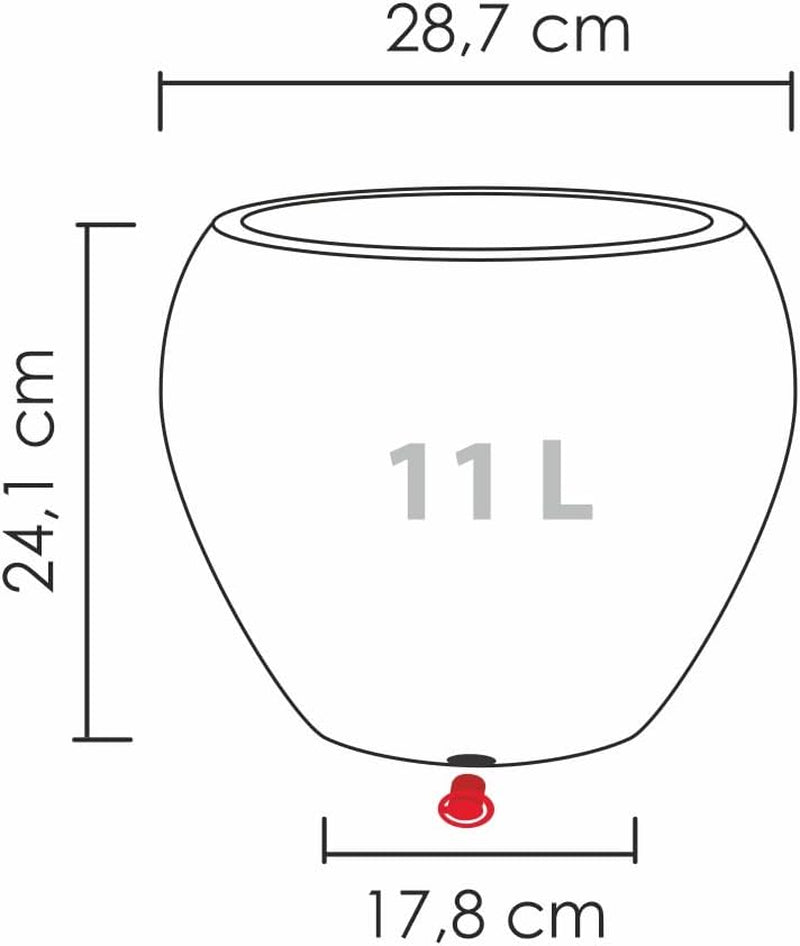 Scheurich Lineo, Pflanzgefäß aus Kunststoff, schwarzer Granit, Durchmesser 30 cm, Höhe 24,1 cm, Volumen 11 l.