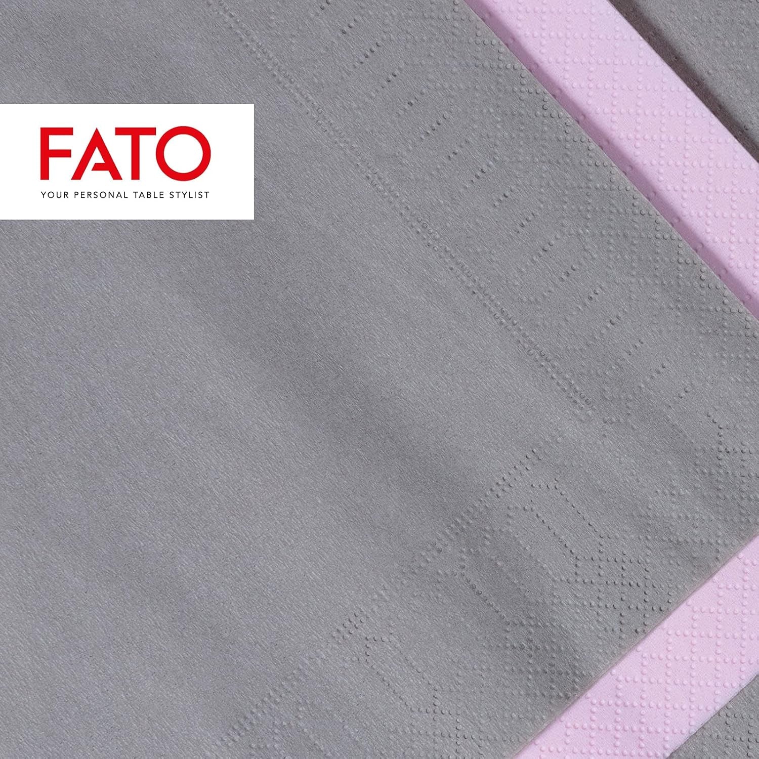, Einweg-Papierservietten, ideal für zwanglose Mittagessen und Buffets, Packung mit 50 Servietten, Größe 33 x 33, in 4 gefaltet, 2 Schichten, grau, 100 % reines Zellulosepapier, FSC-zertifiziert