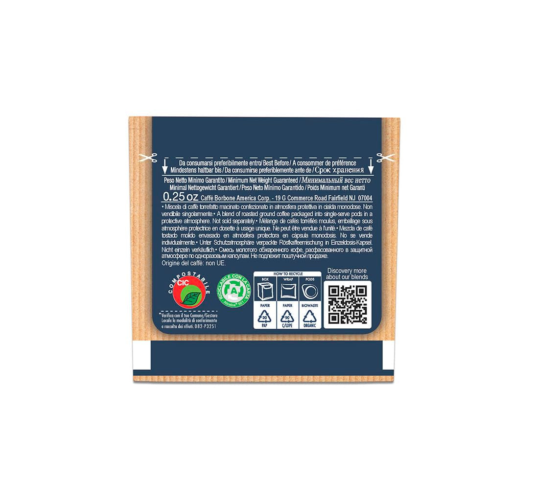 Caffè Borbone kompostierbare Kaffeepads, blaue Kaffeemischung – 50 Pads – kompatibel mit ESE System Papierpads 44 mm