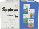 Applaws 100 % natürliches Nassfutter für Katzen, Fischauswahlbeutel in Brühe – Packung mit 24 Beuteln x 70 g