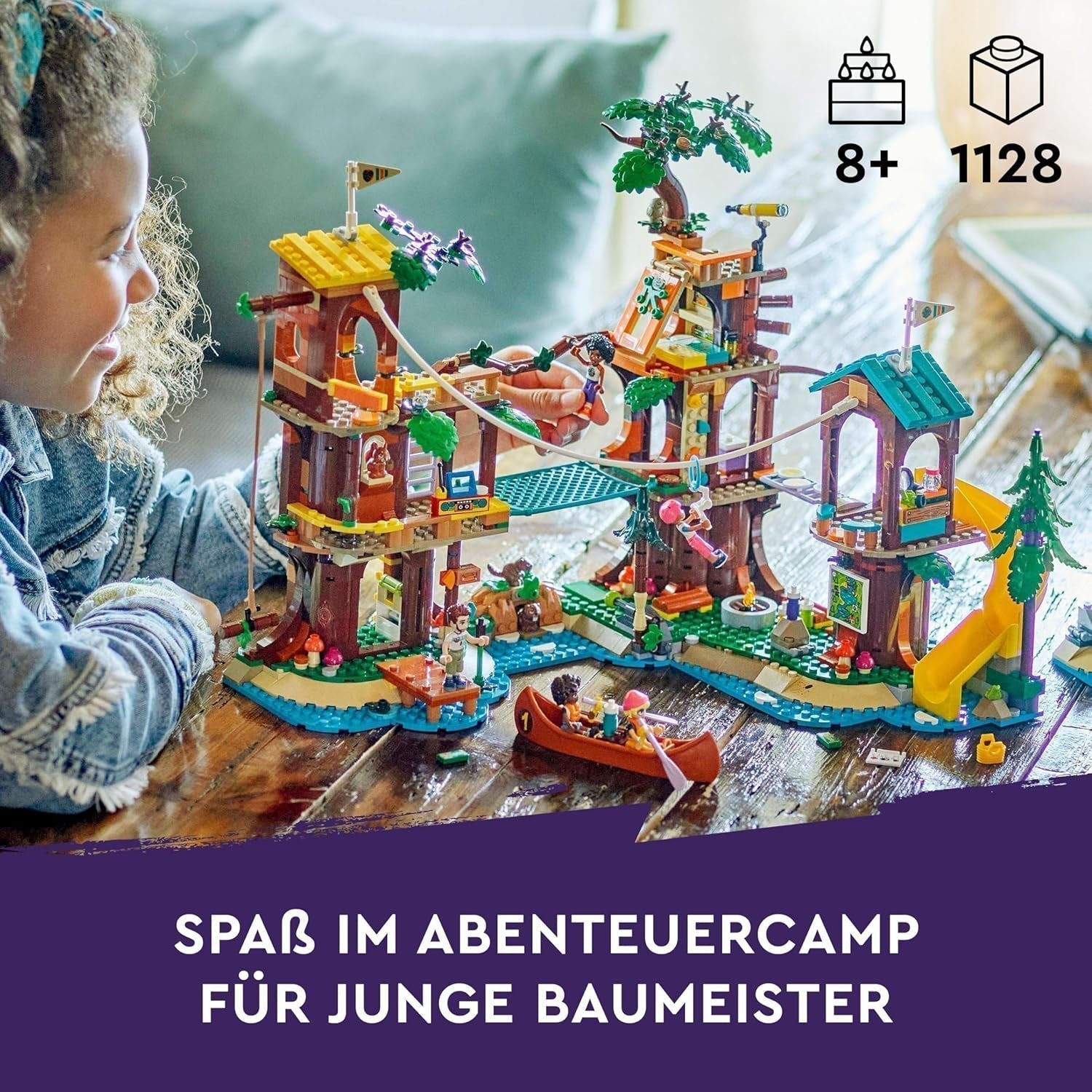 LEGO Friends Baumhaus im Abenteuercamp, Spielset für Mädchen und Jungen ab 8 Jahren mit 5 Figuren und 5 Tieren, Geschenkidee für kreative Spiele, Sportspielzeug, Puppenhaus 42631 Bausets Besuchen Sie den LEGO-Store