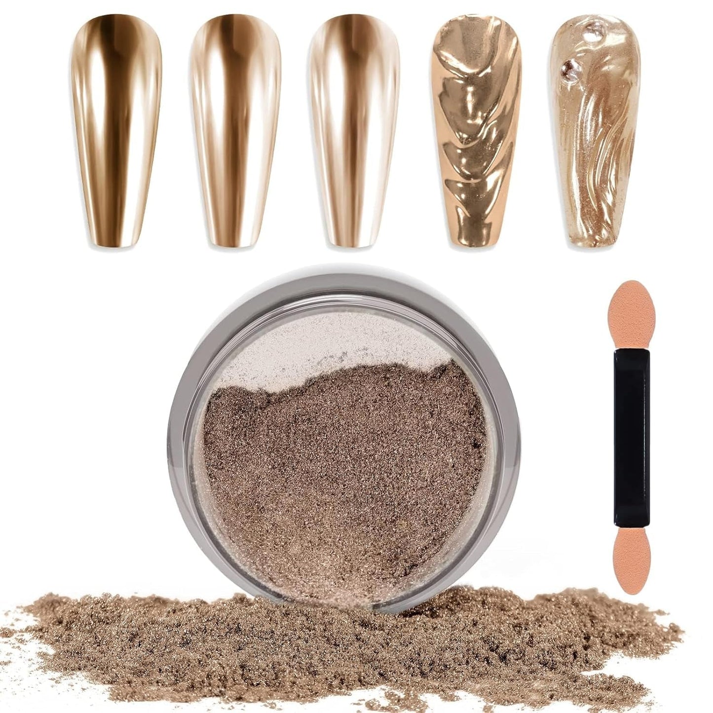 Chrome Nagel Pulver Spiegel Effekt Metallic Staub Holographische Glitter Glasierte Maniküre Dekoration Reflektierendes Pigment Für DIY Gel Polish Nail Art, Harz Handwerk, Geschenke Für Gold