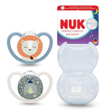 NUK Perfect Match Air Night Schnuller für Babys | 0-6 Monate | Im Dunkeln leuchtende Schnuller, die die Luftzirkulation fördern und das Sabbern verhindern | 95 % Akzeptanz bei Babys** | Löwe | 2 Stück