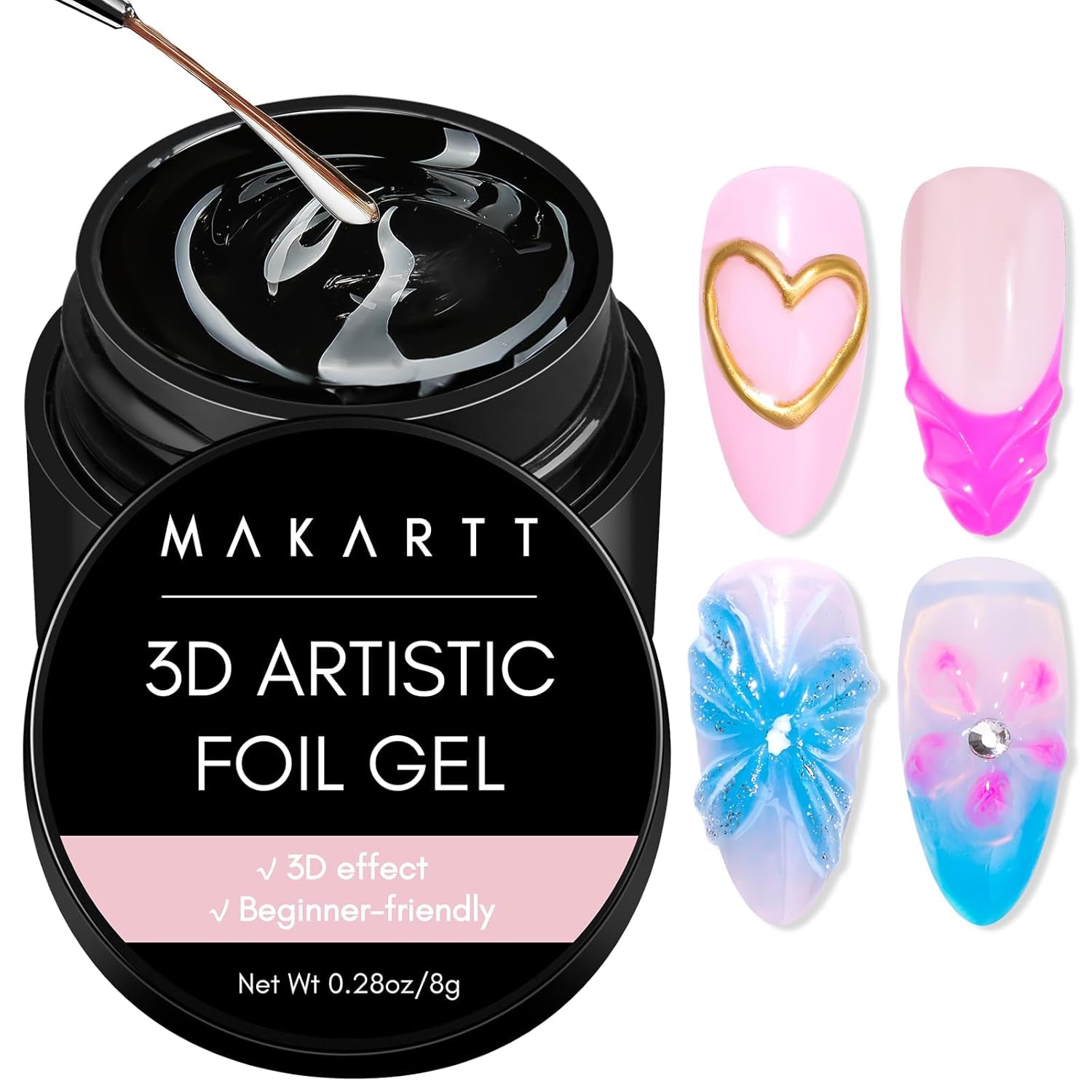 Makartt 3D Nail Art Gel – Strass-Klebegel 15 g für Nagel-Schlüsselanhänger, multifunktionales Nagelskulptur-Gel für DIY-Nageldesign, Nagelskulptur-Nagelmodellierung zu Hause (transparent)
