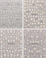 JMEOWIO 3D Nagelsticker Blumen Nail Art Sticker Selbstklebend Nagelaufkleber 5D Stereoskopisch Sommer Frühling Dekoration Nageldesign Zubehör 4 Blatt