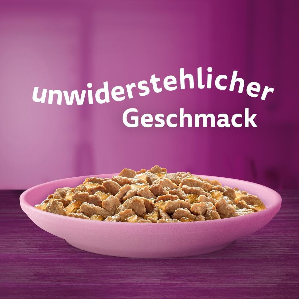 WHISKAS Junior Nassfutterbeutel, Multipack, Auswahl an Geflügelfleisch in Gelee, 12 x 85 g