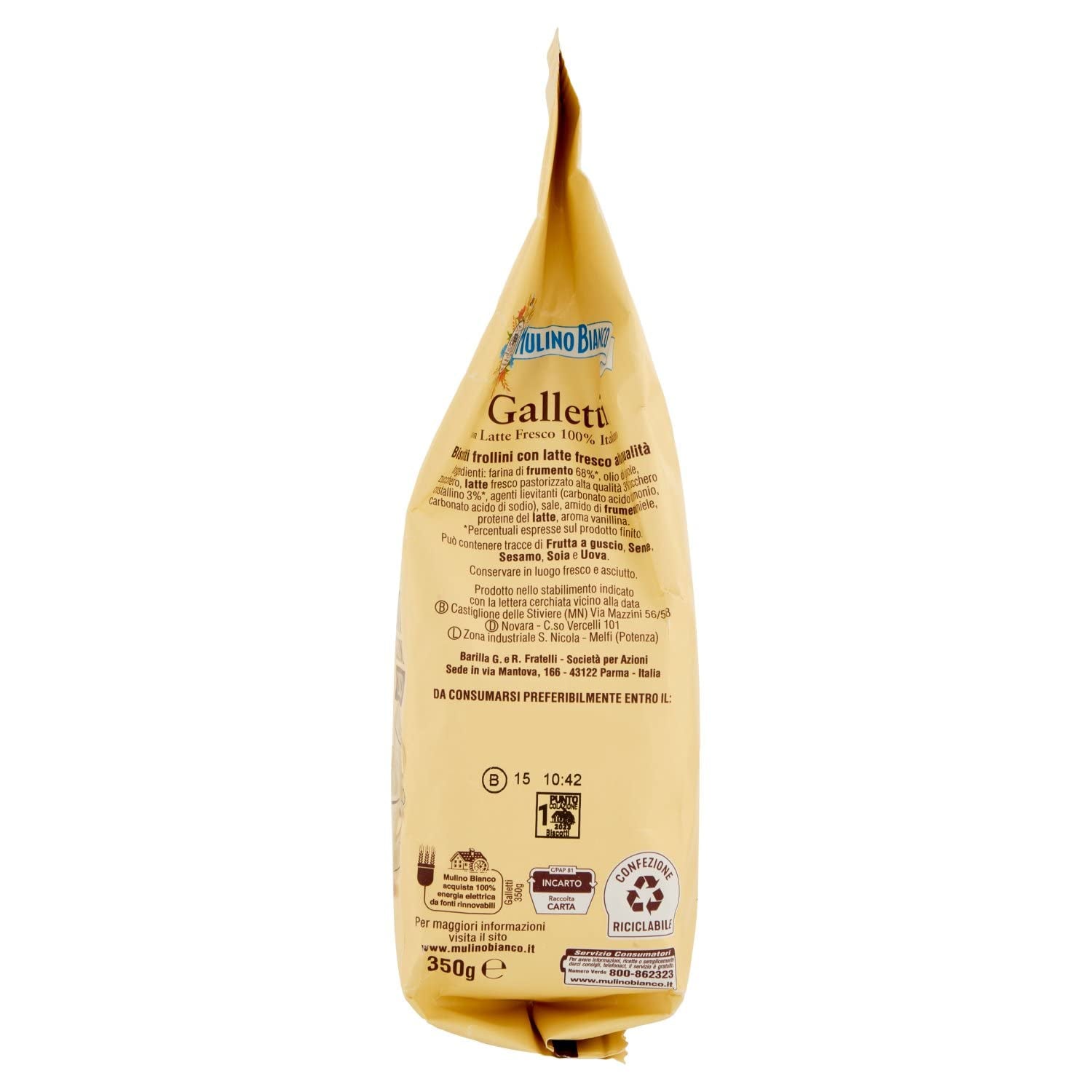 White Mill Frollini Galletti Kekse mit frischer Milch, 100 % italienisch, 350 g