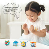 Super Wings Super Pets 4 Stück Shine, Golden Boy, Jerome, Ellie, umschaltbarer Gesichtsausdruck, Blitzeffekt, tragbares Spielzeug für 3, 4, 5, 6, 7, 8 Jahre alte Jungen und Mädchen, 5,1 cm große Actionfiguren, Naty Shop