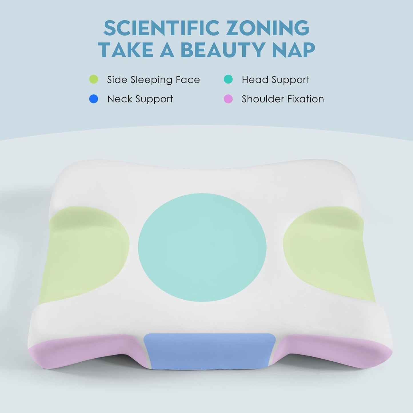 Royalisneeo Beauty-Kissen gegen Rücken-, Bauch- und Seitenschmerzen, Nacken- und Schulterschmerzen-Kissen, Anti-Falten-Anti-Aging-Memory-Foam-Kissen, blau (Standard), orthopädische Nackenkissen, Naty Shop