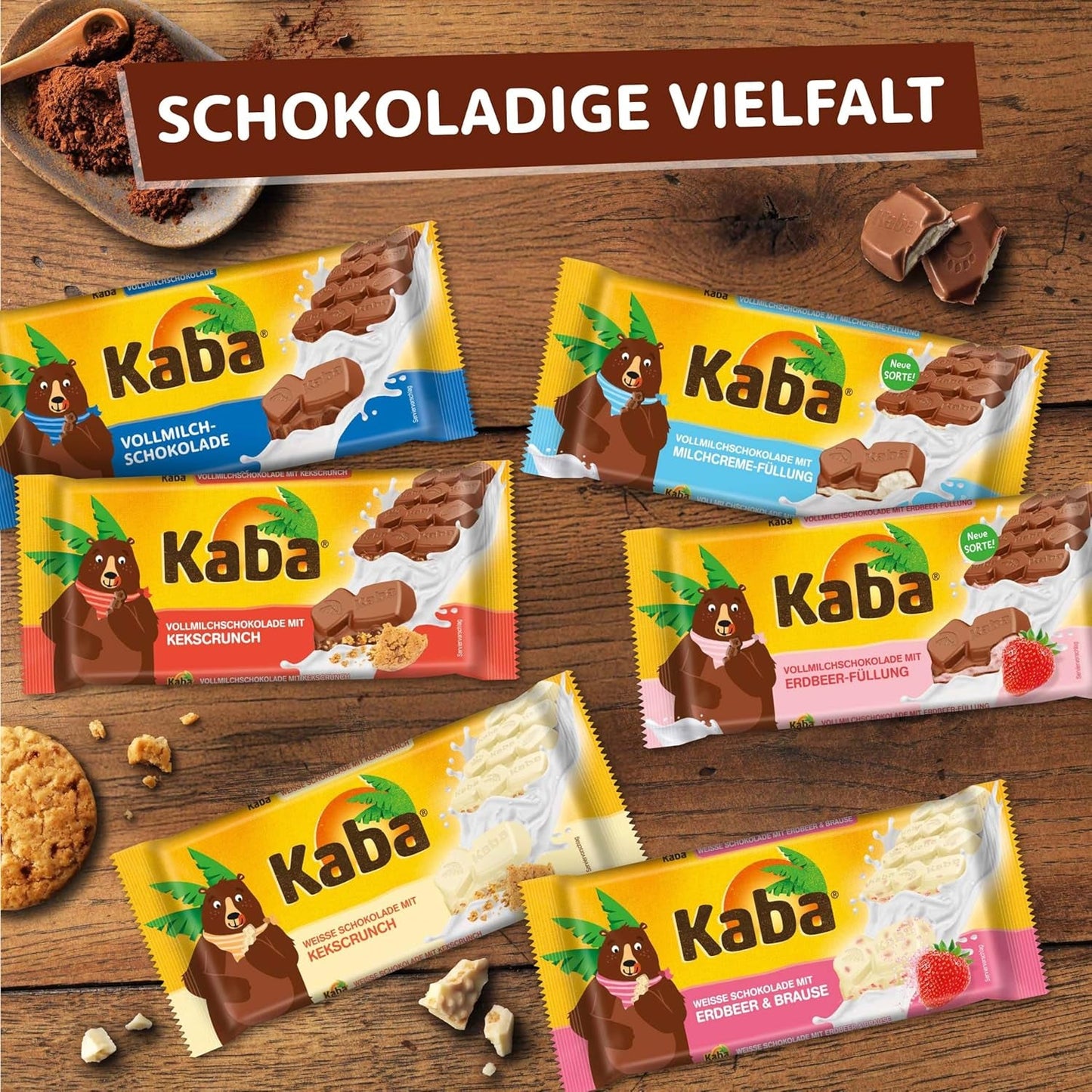Kaba Vollmilch- und Milchcremeschokolade, gefüllte Tafelschokolade, 90g-Tafel, zartschmelzende Schokolade mit leichter Milchcreme und Kaba-Originalgeschmack