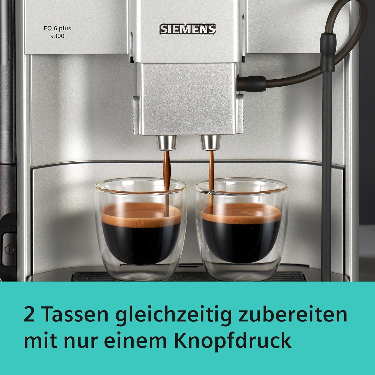 Siemens EQ.6 plus s300 Espressoautomat TE653501DE, für viele Kaffeespezialitäten, Milchaufschäumer, Keramikmahlwerk, Doppelkaffeefunktion, Antikalk, automatische Dampfreinigung, 1500 W, Silber