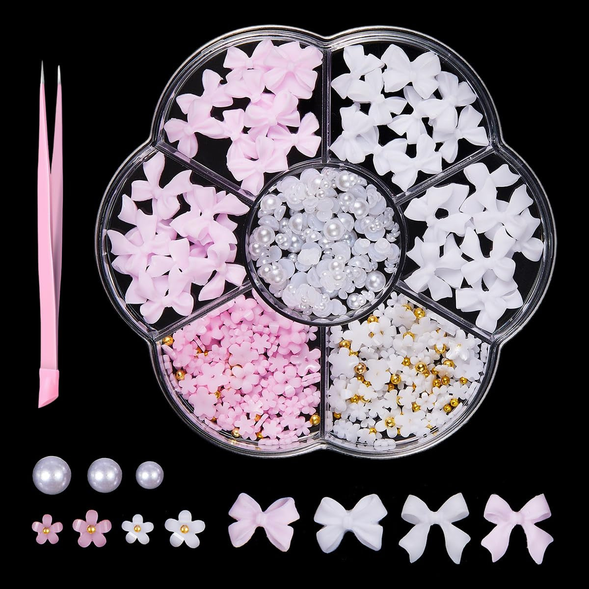 GZMAYUEN 920 Stück Gold Silber Flatback Perlen Für Nägel, Halbrunde Weiße Beige Nagelperlen, Kleine Halbrunde Flatback Perlen Für DIY Nail Art Decor