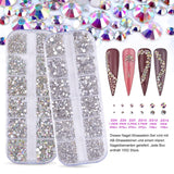 3200 Nagelsteine ​​Set FITDON Mehrförmige Glas-AB-Steine ​​und klare Diamant-Glitzer-AB-Steine ​​für Nagelkunst-Dekoration, DIY-Kits, Schmuck, Schlüsselanhänger, Nagelzubehör