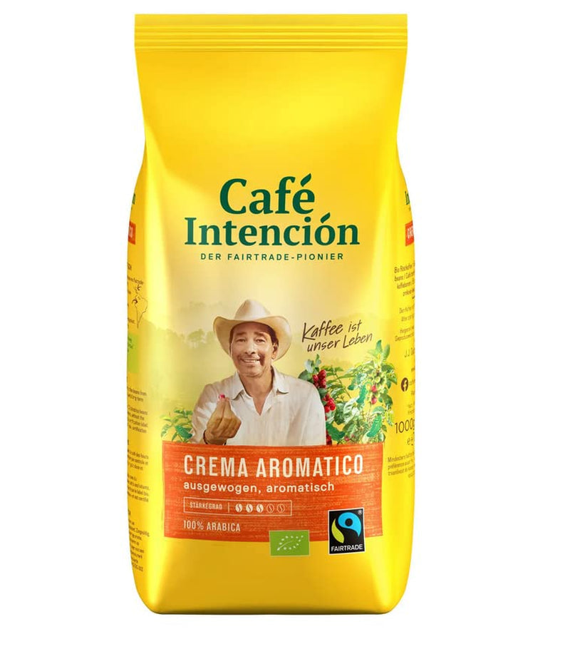Fairtrade JJDarboven Café Intención Aromatico Café Crema, Bio-Kaffee, ganze Bohnen – 1kg – 4x