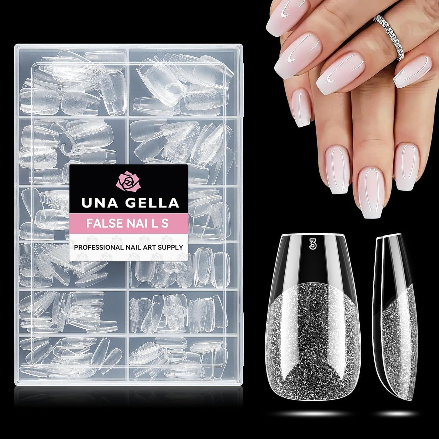 Ballerina-Gel-Nagelspitzen, 216 Stück, 12 Größen, weiche Gel-Nagelspitzen, vollständige Abdeckung, Nagelverlängerungs-Set, halbmatt, DIY, Heimkunst