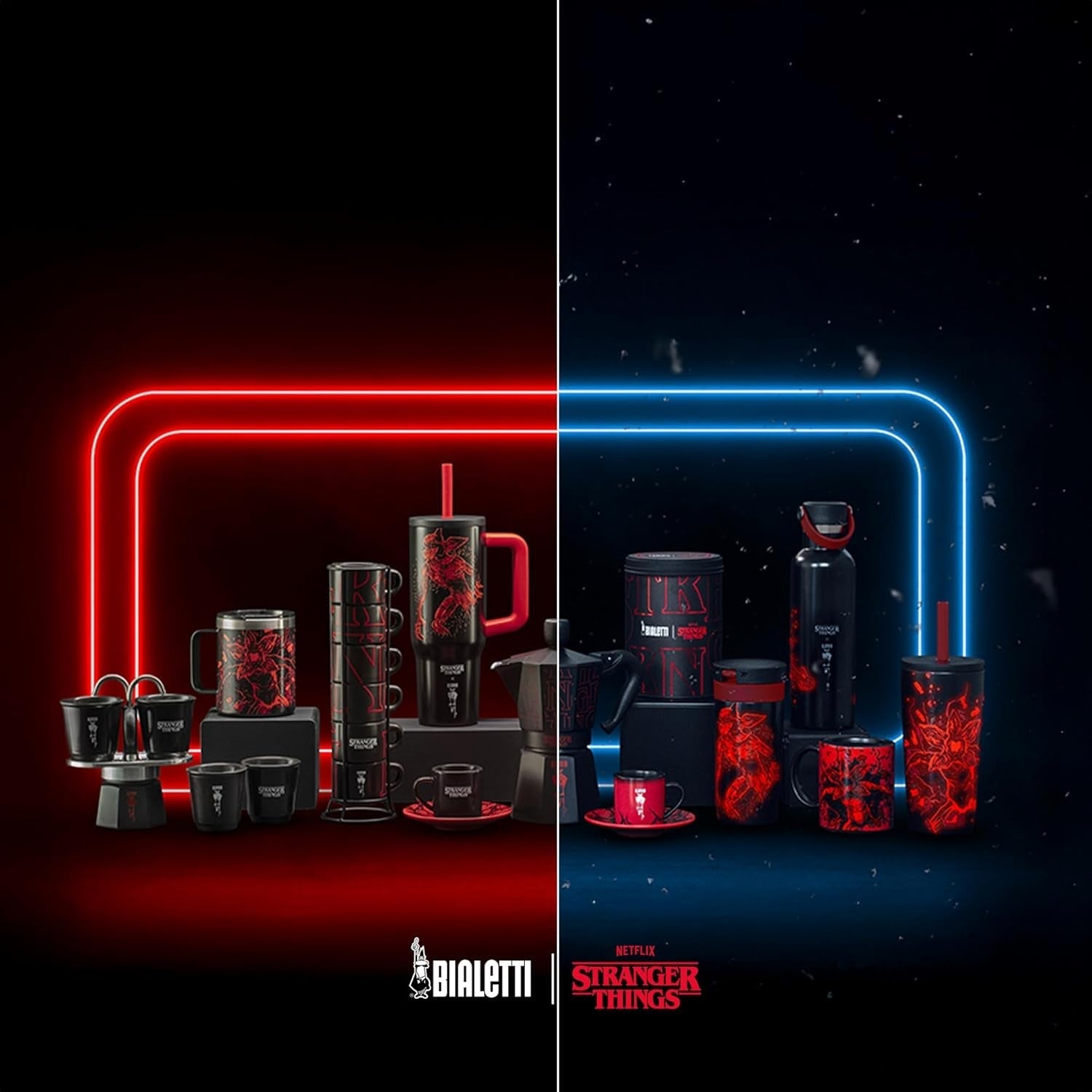 Bialetti Moka Express Stranger Things 3-Tassen-Kaffeemaschine, Musiktaste mit USB-C-Ladefunktion, Nicht für Induktionsherde geeignet, 3 Tassen (130 ml), Schwarz