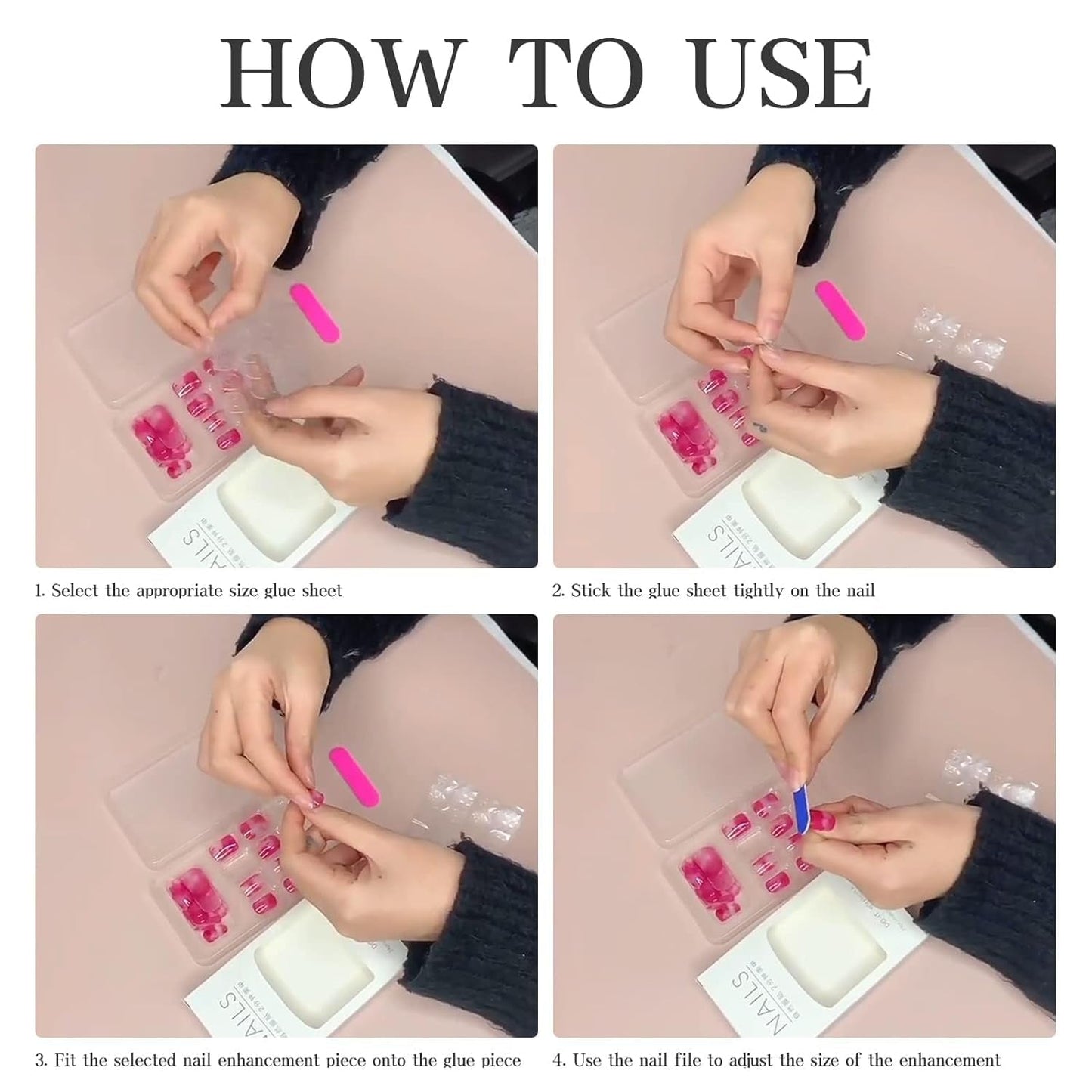 24-teiliges kurzes Press-on-Nägel-Gold-Glitzer-Kunstnägel-Kleber auf rotem Swirl-Kleber-Nägel-Set, Acrylnägel, Damen-Accessoires