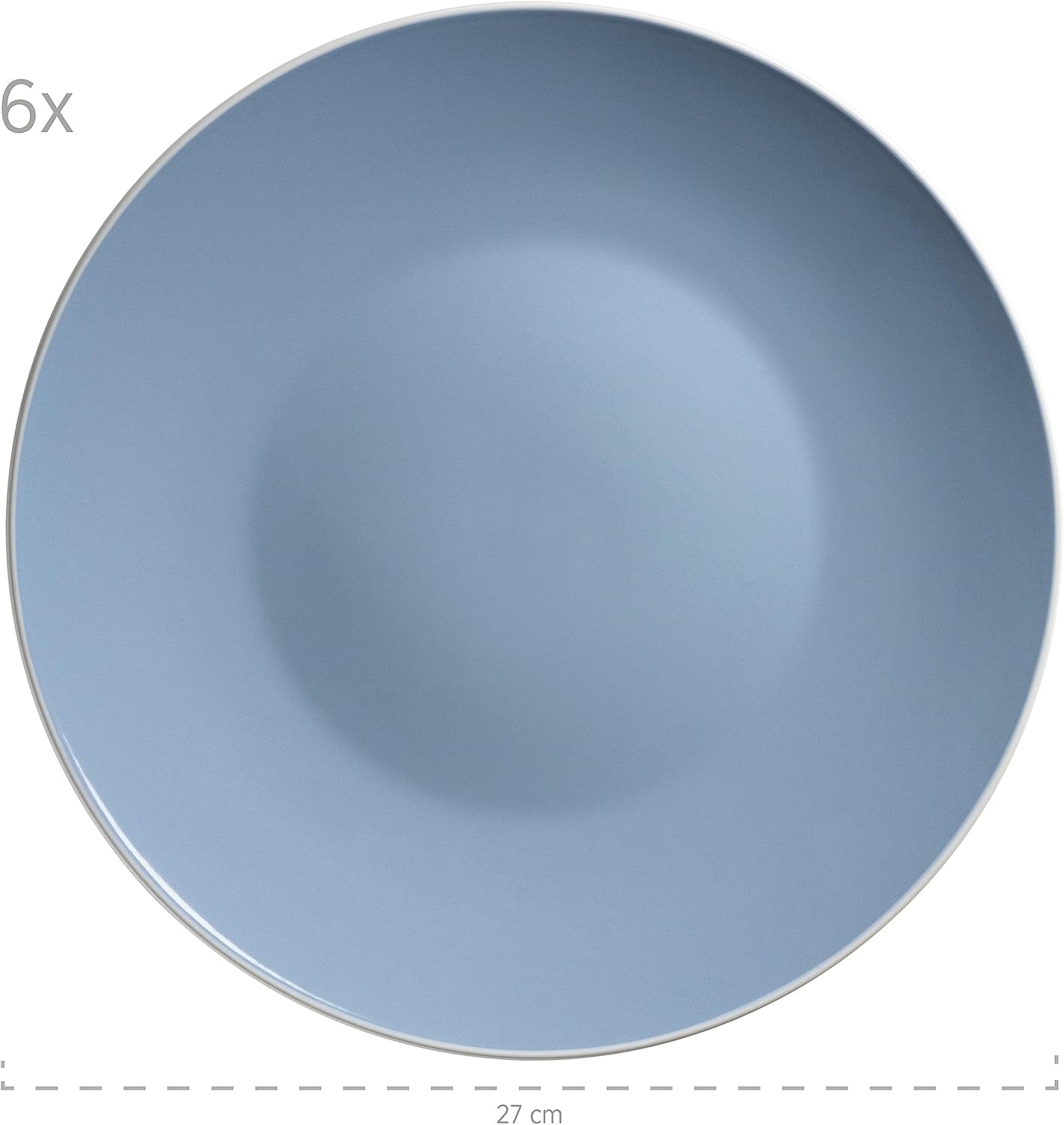 MÄSER 931844 Serie Elissa, modernes Geschirrset für 6 Personen, blau mit weißem Rand, 24-teiliges Kombi-Set, Keramik