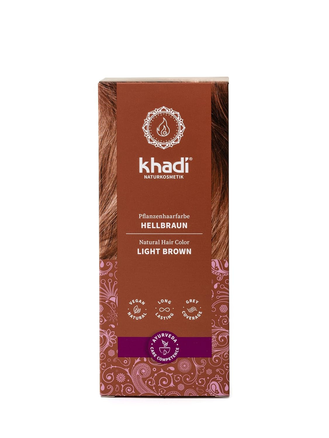 khadi GOLDBRAUN Pflanzen-Haarfarbe, leuchtendes Bernstein bis weiches und glänzendes Goldbraun, 100 % natürliche Pflanzen-Haarfarbe, natürlich und vegan, zertifizierte Naturkosmetik, 100 g, Naty Shop Haarfarbe Hellbraun, 100 g (1 Packung), einzeln