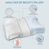 Royalisneeo Beauty-Kissen gegen Rücken-, Bauch- und Seitenschmerzen, Nacken- und Schulterschmerzen-Kissen, Anti-Falten-Anti-Aging-Memory-Foam-Kissen, blau (Standard), orthopädische Nackenkissen, Naty Shop