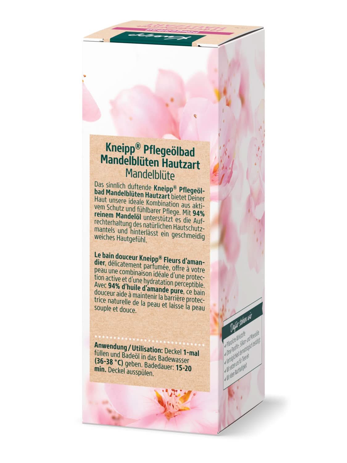 Kneipp, Badeöl, mit 94 % reinem Mandelöl, für trockene und empfindliche Haut – 100 ml Dusche und Bad Naty Shop