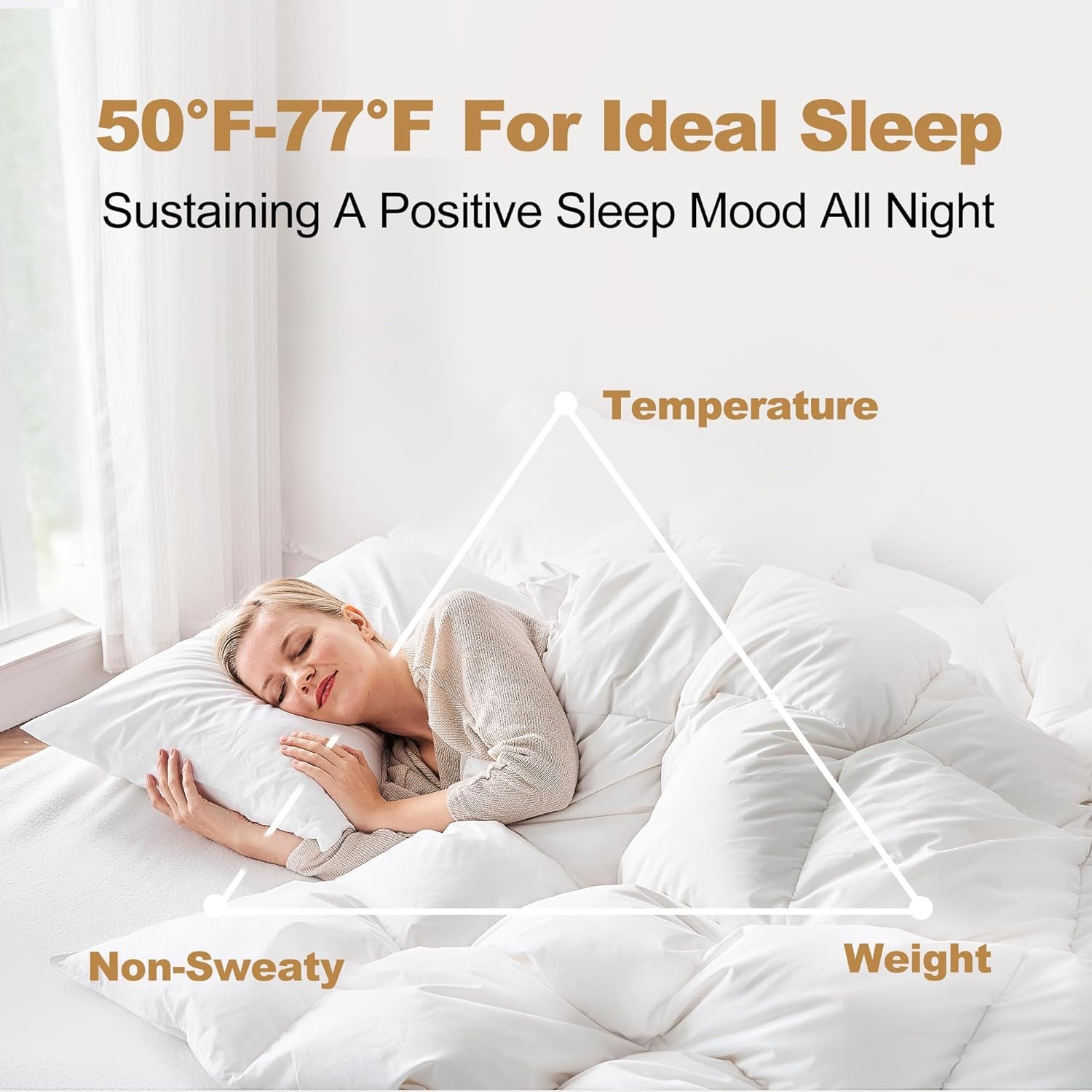 Downaero™ Gänsedaunendecke für Kingsize-Betten, 100 % satinierte ägyptische Baumwolle, 900 Füllkraft, mittlere Wärme, alle Jahreszeiten, weiß Naty Shop Bettdecken und Steppdecken