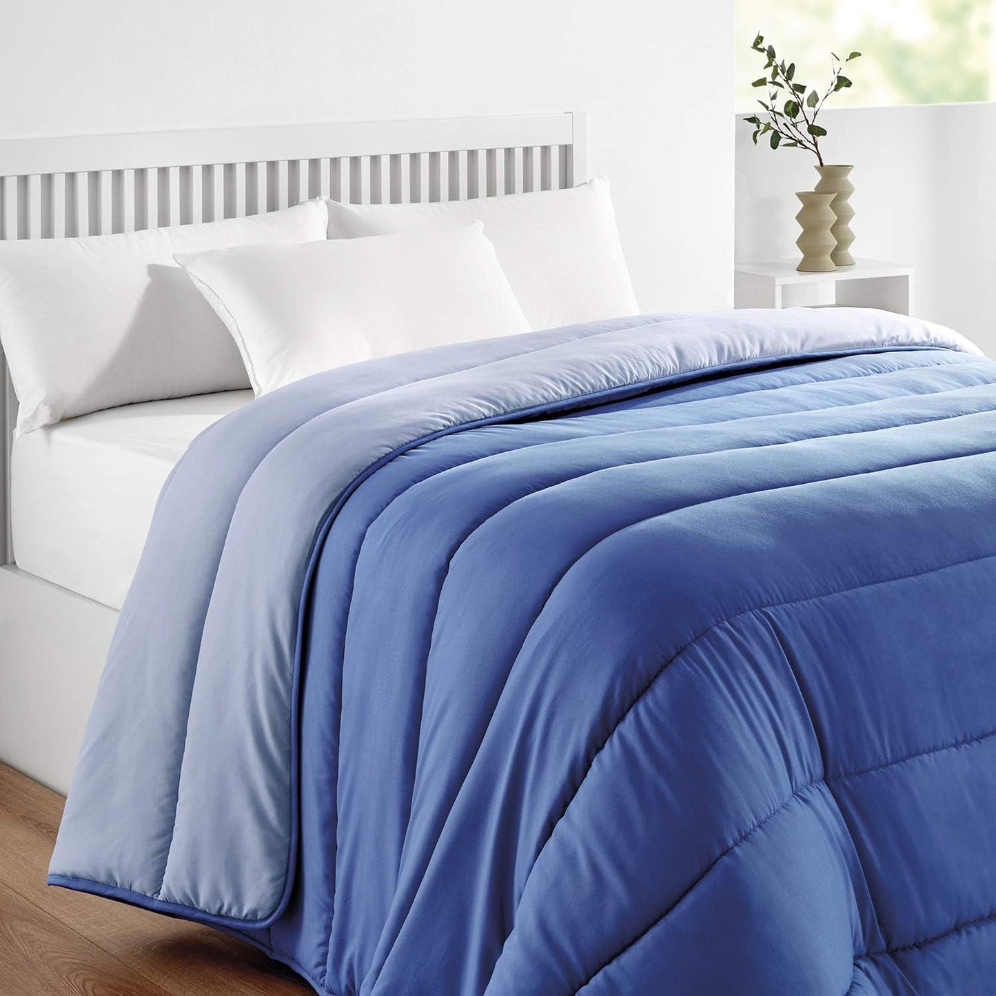 Pikolin Home - Wendedecke 300 G - Zweifarbige nordische Füllung - Für Bett 90 - bequem, warm, atmungsaktiv, blau, 150 x 220 cm Steppdecken und Steppdecken Naty Shop