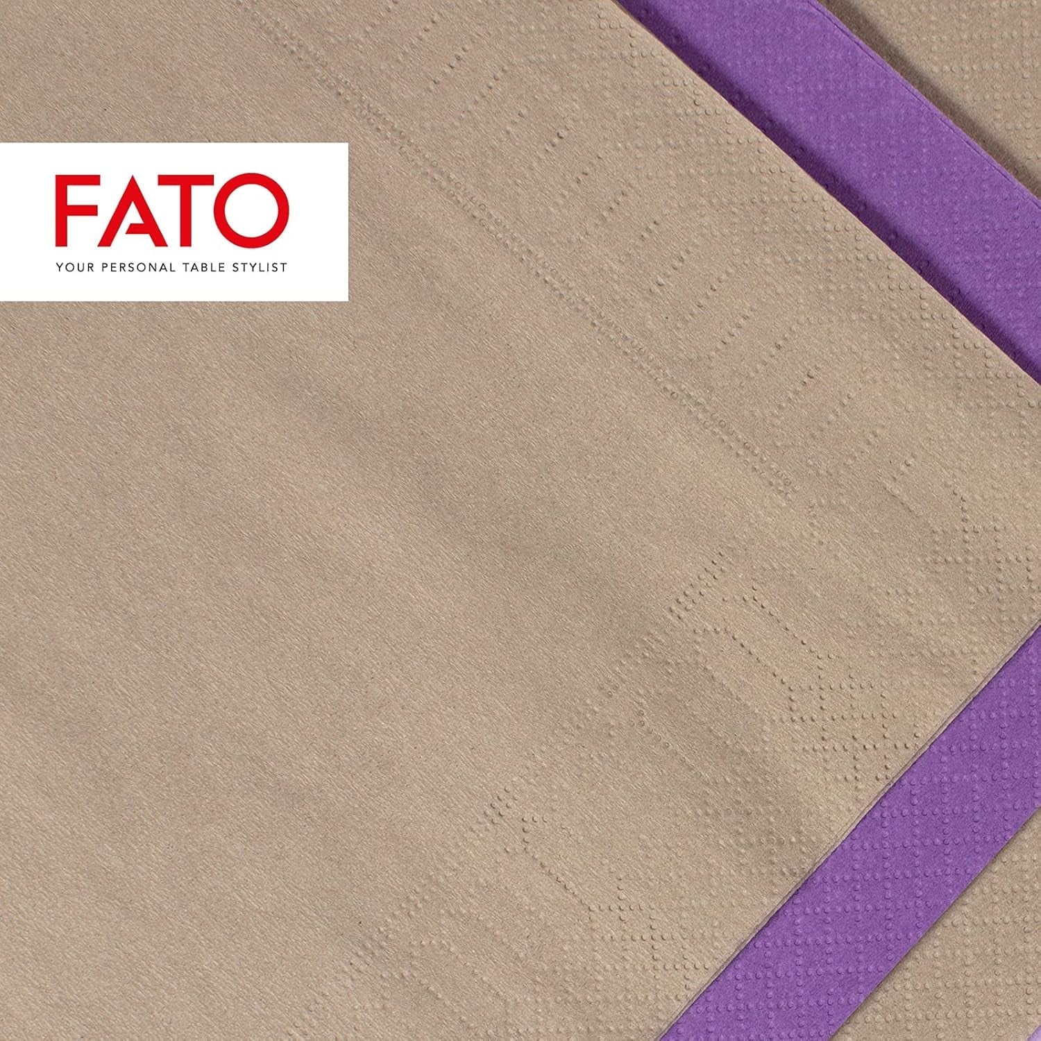 , Einweg-Papierservietten, ideal für Vorspeisen und Cocktails, Packung mit 100 Servietten, Größe 24 x 24 in 4 gefaltet, 2 Schichten, Farbe Turteltaube, 100 % reines Zellulosepapier, FSC-zertifiziert
