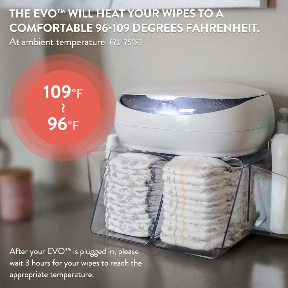 Prince Lionheart EVO Wischwärmer für Babys, Einweg-Feuchttücher mit wärmendem Nachtlicht, Ever-Fresh-System (EU-Adapter), 1 Stück (1 Packung)