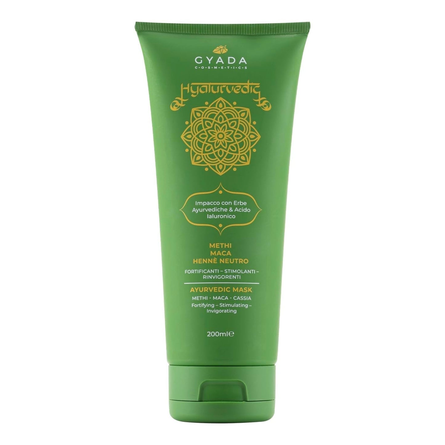 GYADA COSMETICS Hyalurvedisch stärkende ayurvedische Kompresse, professionelle Behandlung für feines und schwaches Haar, Anti-Frizz mit Methi, Maca, neutralem Henna, 200 ml Naty Shop Haarmaske Standardtitel