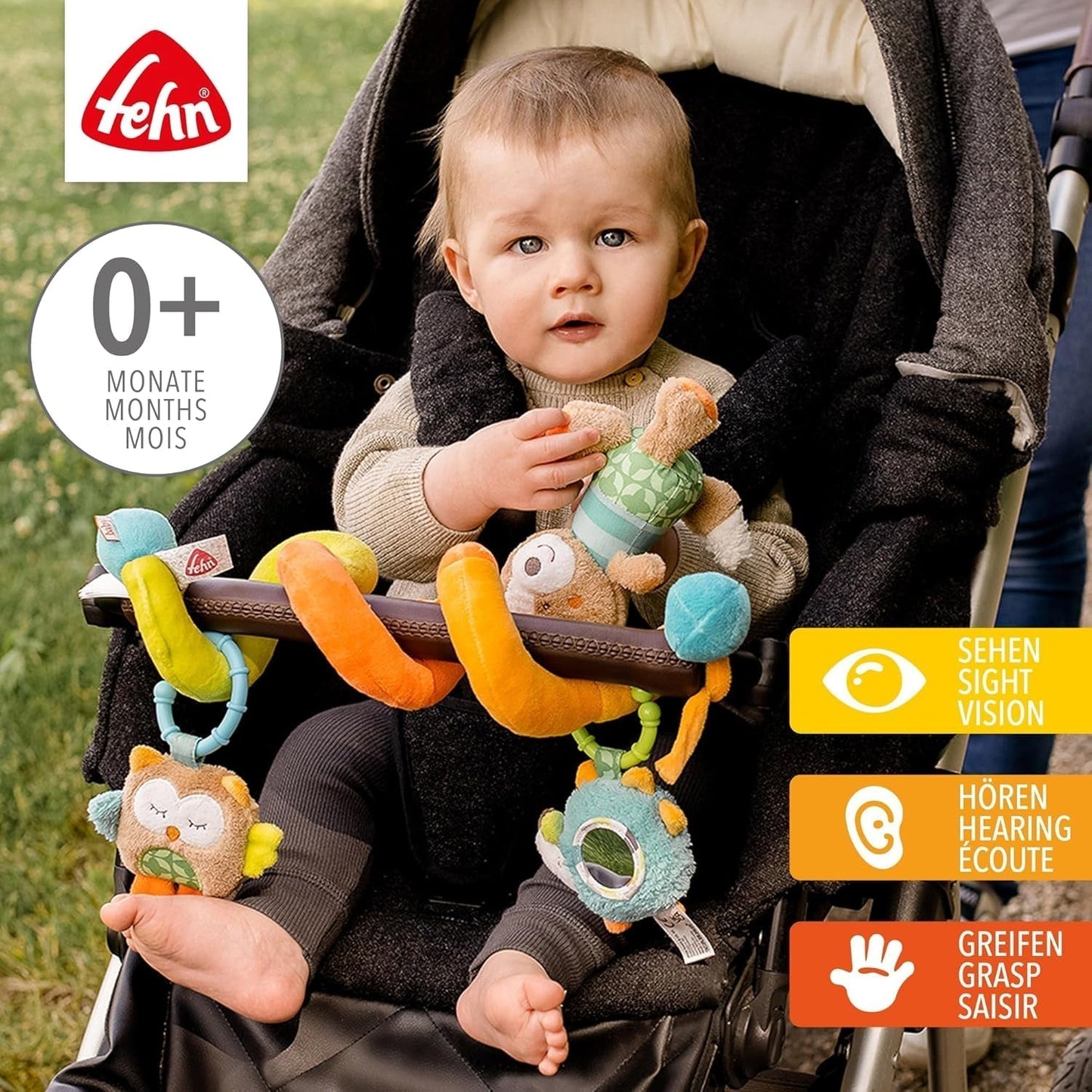 Fehn Activity Spiral Sleeping Forest – Kinderwagenspielzeug zum Anfassen und Halten – Babyspielzeug für Bett, Laufstall, Kinderwagen und Autositz – Motorikspielzeug für Babys und Kleinkinder ab 0+ Monaten Babyspielzeug Naty Shop