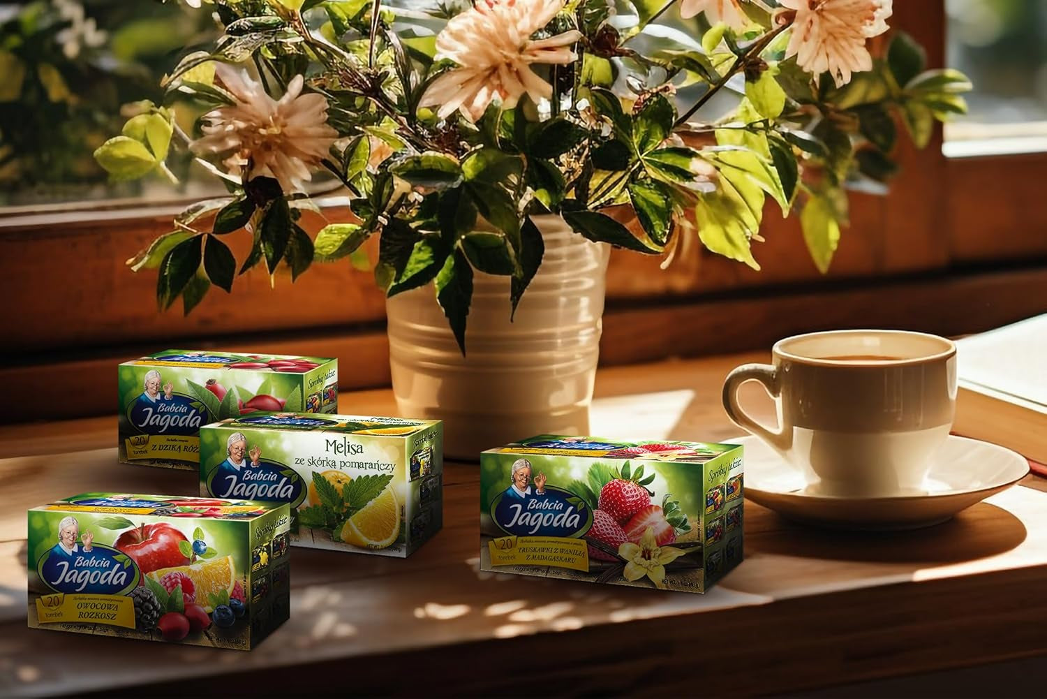 Babcia Jagoda – Früchtetee „Fruchtige Verführung“ – 20 Teebeutel – Mit Hibiskus, Apfel, Apfelbeere, Brombeere, Hagebutte, Orangenschale – Intensiver Fruchtgeschmack, koffeinfrei, vegan, natürlich, Cay – 40G