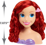 Ariel Just Play Disney Prinzessinnen-Haarkopf, 20 cm, mit Zubehör, 7-teiliges Set, rotes Haarspielzeug für Kinder ab 3 Jahren