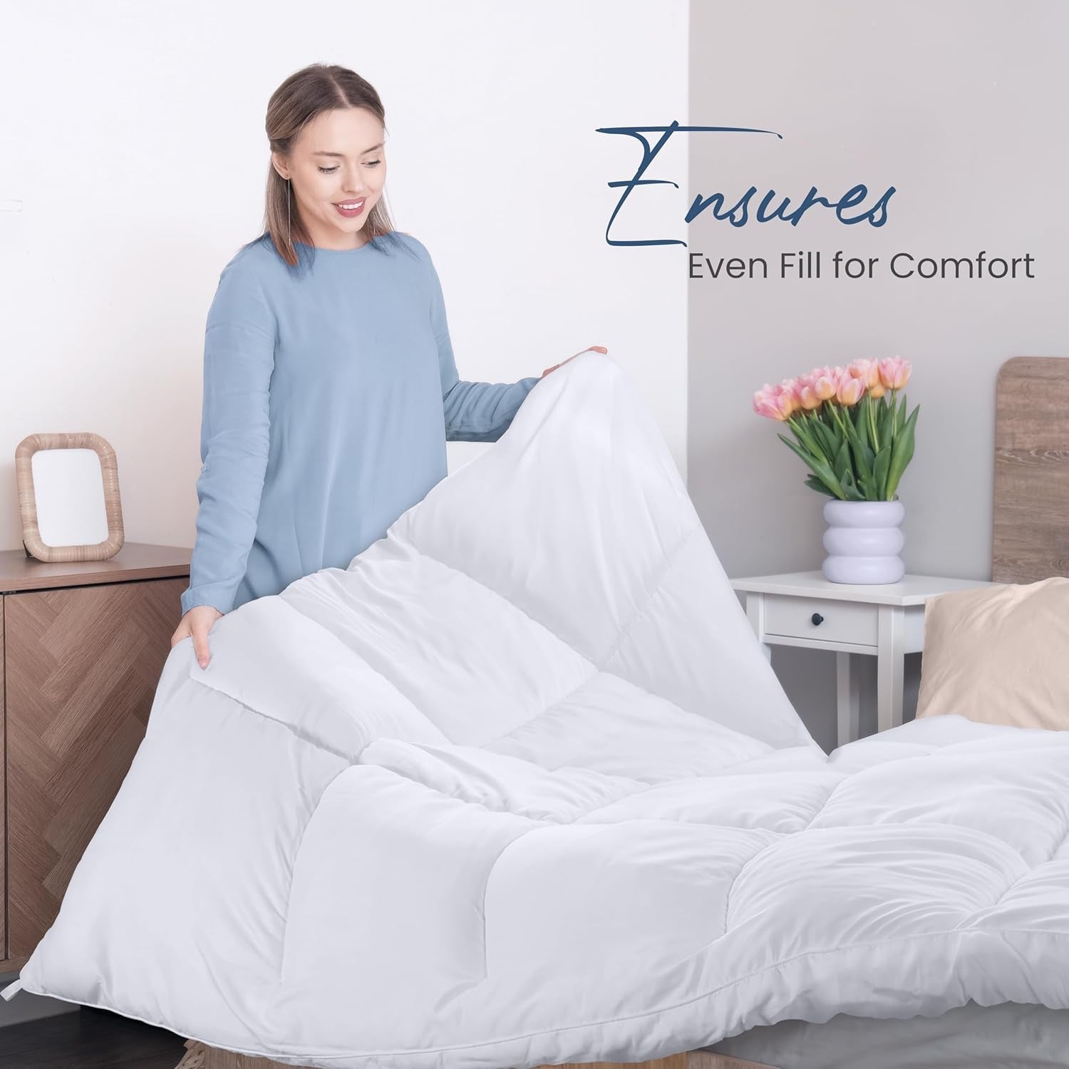 Utopia Bettwäsche FBA_B01JPECQF8 Doppelsteppdecke, weiß, Polyester, Twin Steppdecken und Steppdecken Naty Shop