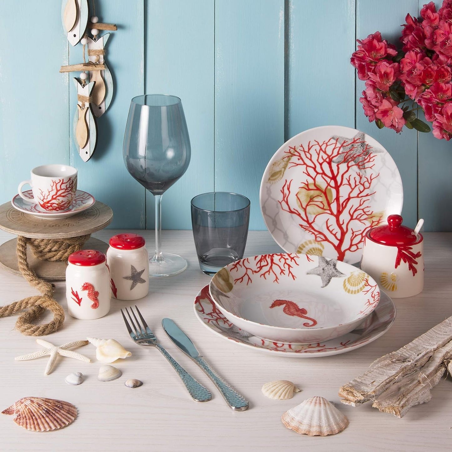 Excelsa Coral Tafelservice, 18-teilig, Porzellan, rot