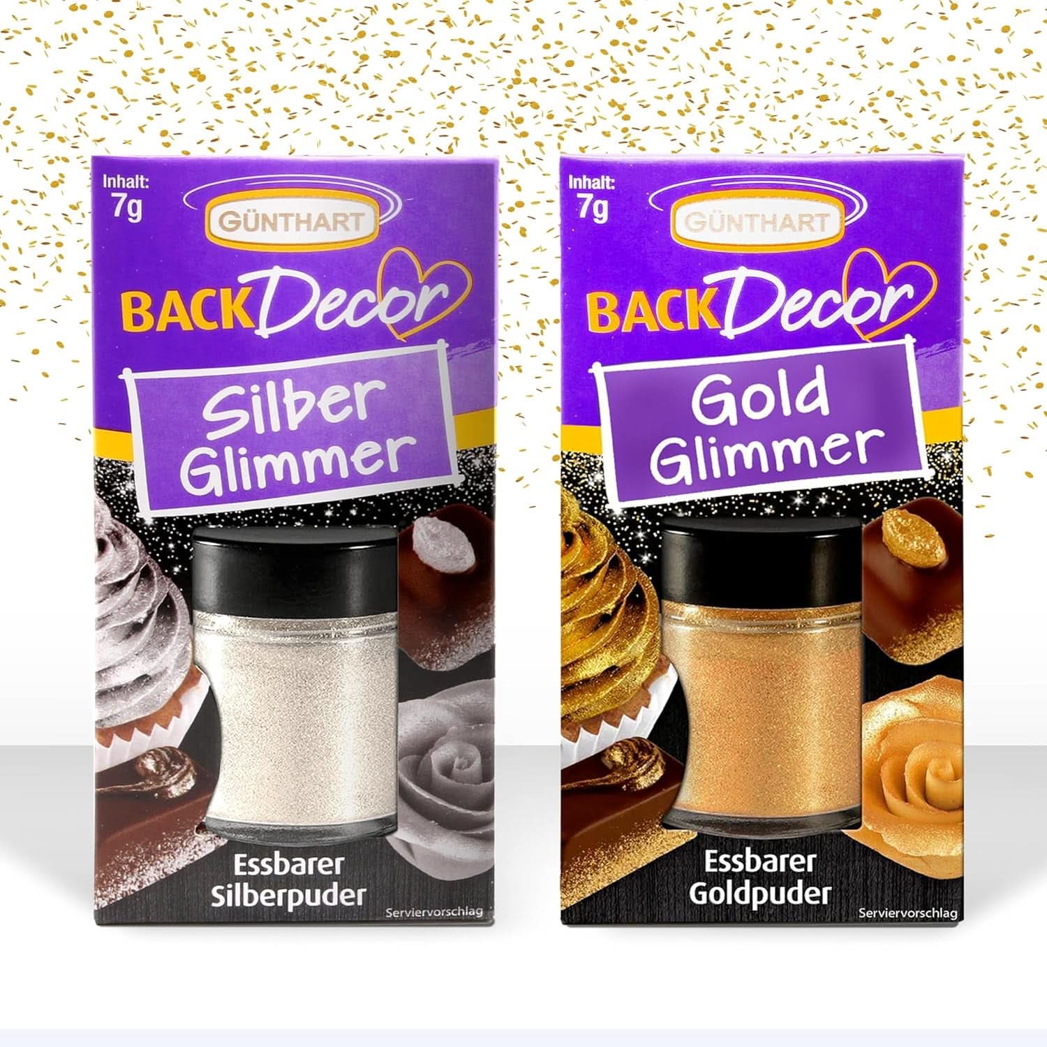 Günthart Glitzer, Puder, Gold und Silber, Set 2 x 7 Gramm Naty Shop
