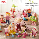Kuschelpuppe HABA Annelie – Kuschelpuppe mit frisierten Haaren – Mit austauschbarer Kleidung – Ab 18 Monaten – 30 cm – Waschbar – 1302108001