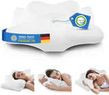 Nackenkissen, Kopfkissen, orthopädisches Kissen, Memory-Schaum-Kissen, ergonomisches Kopfkissen, Nackenstützkissen, Anti-Seitenaufprall-Kissen für Seiten-, Rücken- und Bauchschläfer, weiße orthopädische Nackenkissen, Naty Shop, Weiß, 62 x 40 cm