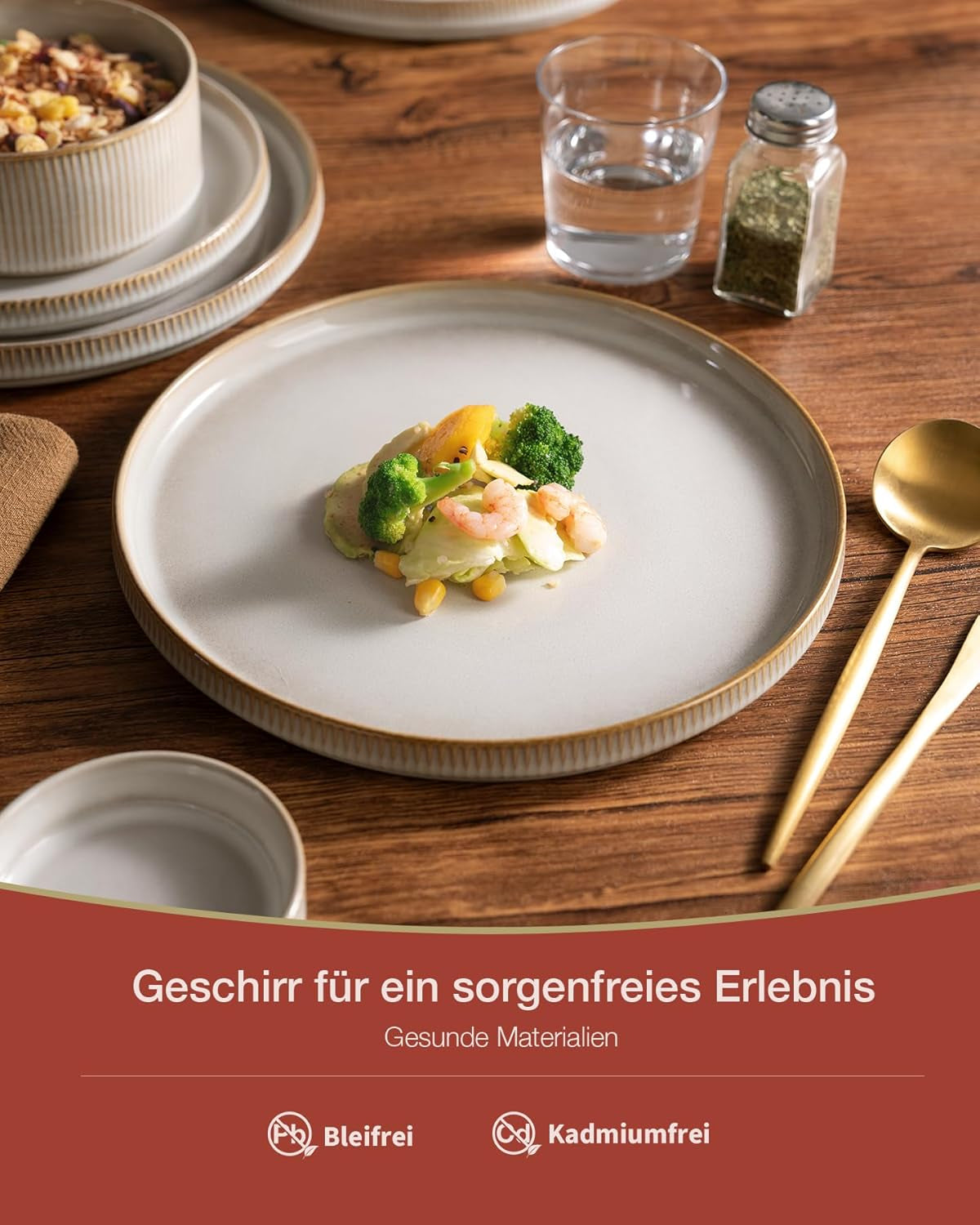 Star 18-teiliges Geschirrset, 6-Personen-Geschirrset, Porzellan, kratzfest, mikrowellen- und spülmaschinenfest, Cappuccino-Weiß